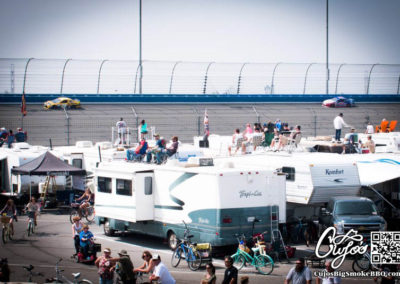 Cujo's Big Smoke BBQ cooking it up at the AutoClub 400.