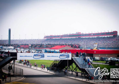 Cujo's Big Smoke BBQ cooking it up at the AutoClub 400.